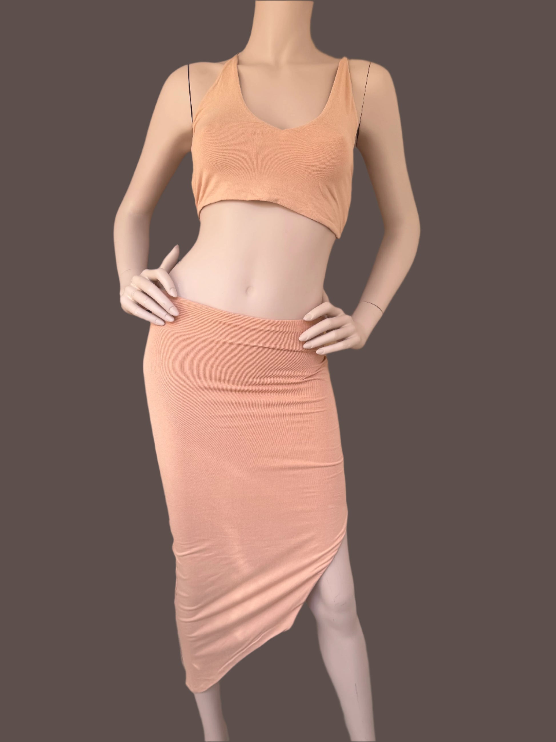 Oh Polly Low-rise maxi skirt & backless top in Beige Size S