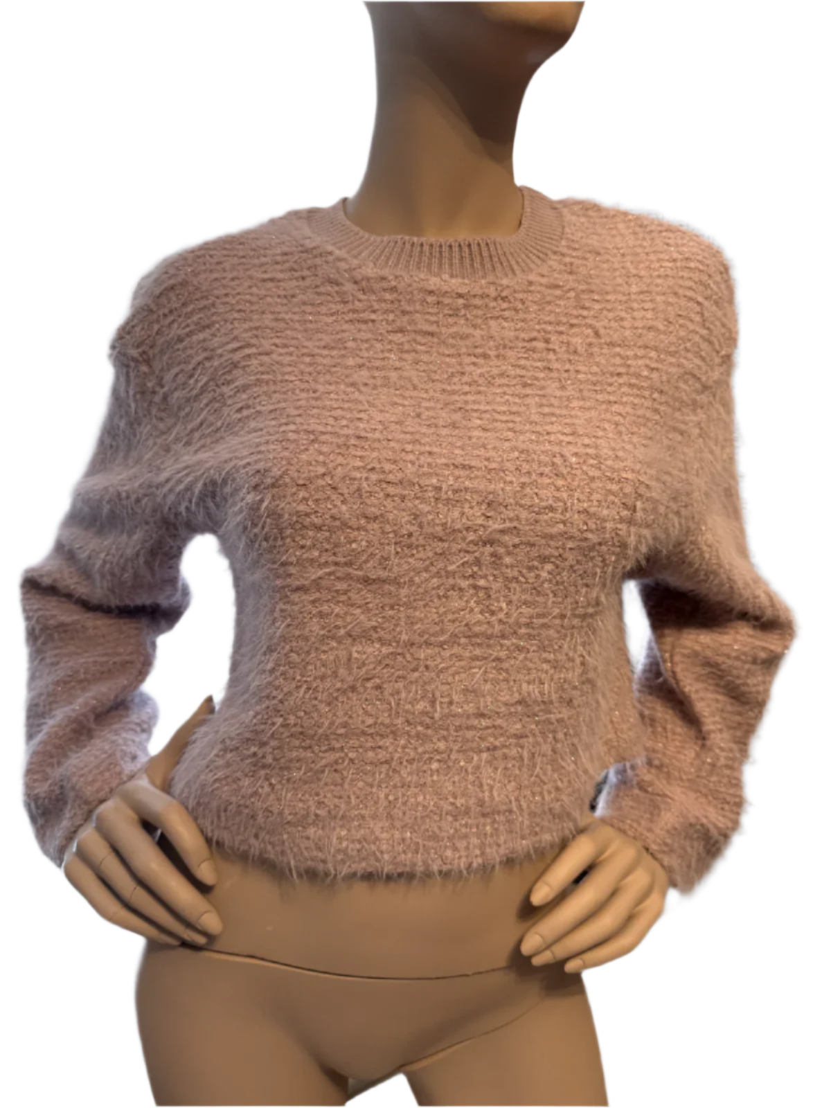 Zara Women Pink Fluffy Pullover Glitter Sweater Size S