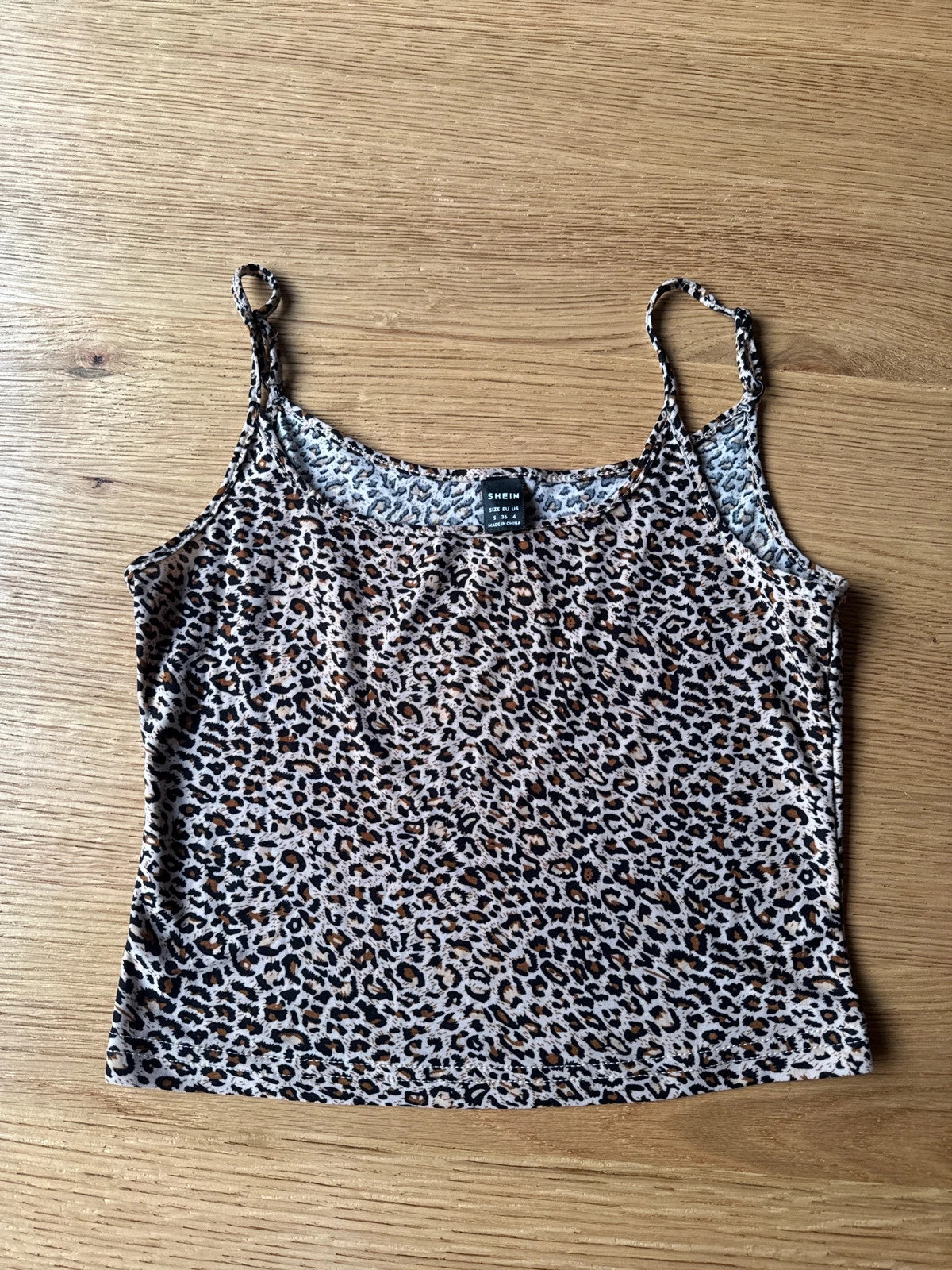 SHEIN Leopard Print Knitted Cropped Top Size S