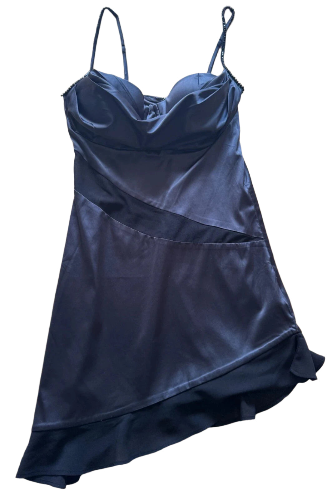 Oh Polly Black Asymmetric Ruffle Detail Mini Dress Size 8