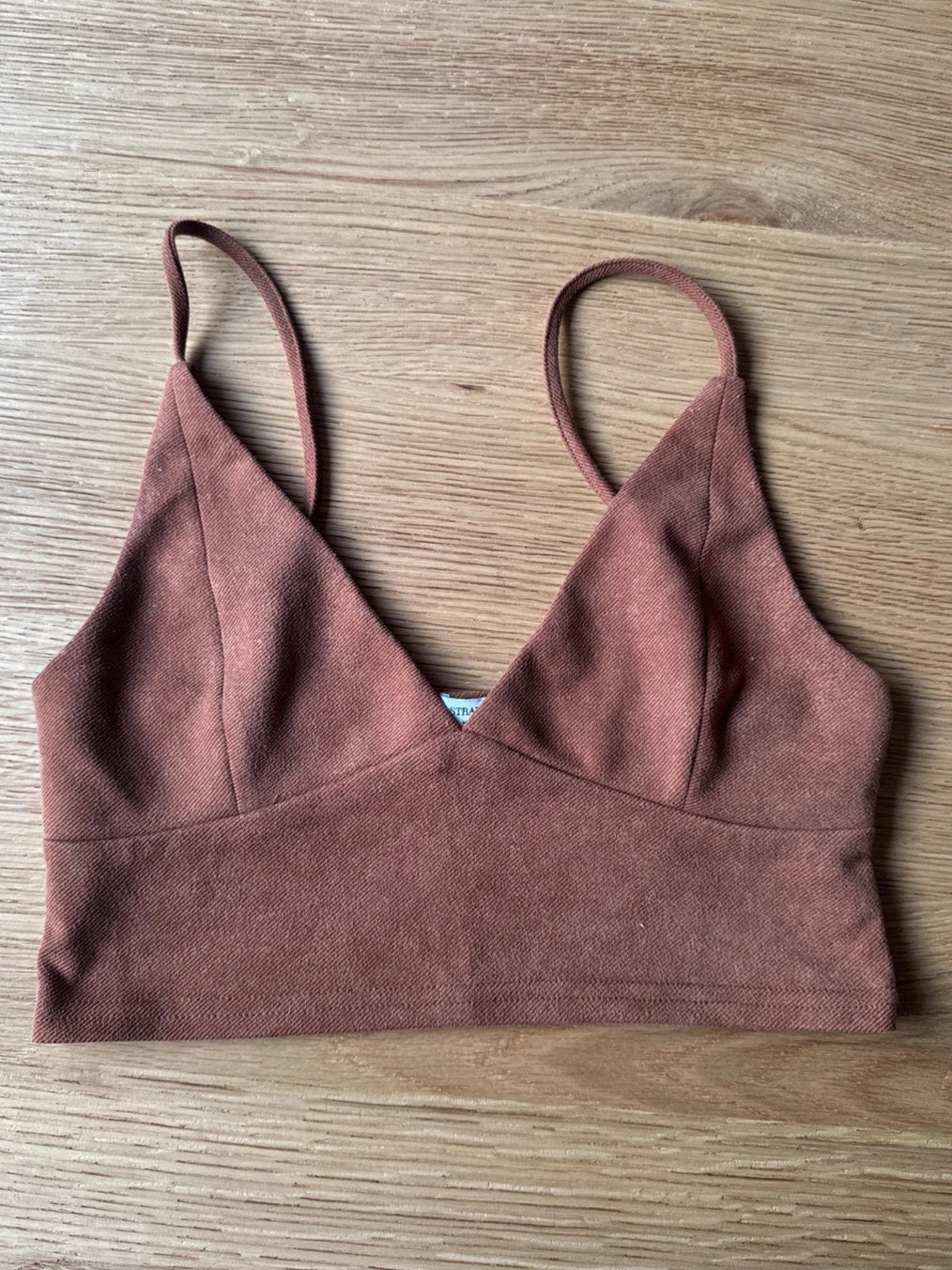 Stradivarius women's brown cropped top is size S