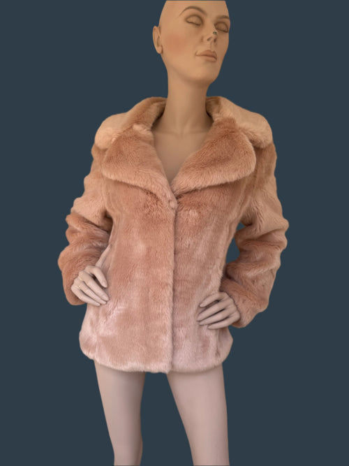 Oasis Pink Faux Fur Coat – Women's Size M – Like New | £80 RRP