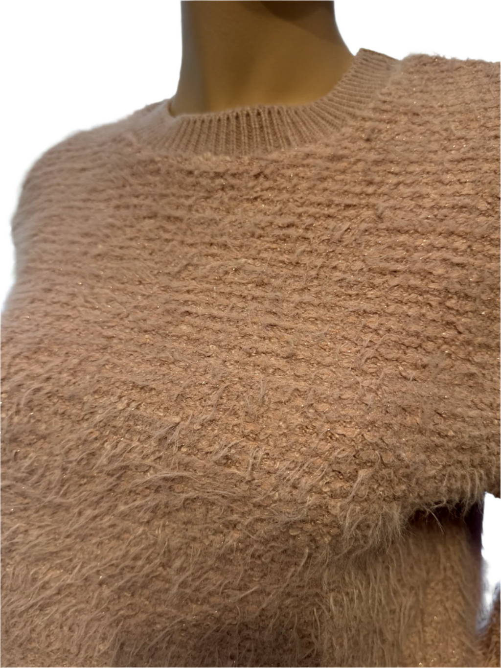 Zara Women Pink Fluffy Pullover Glitter Sweater Size S
