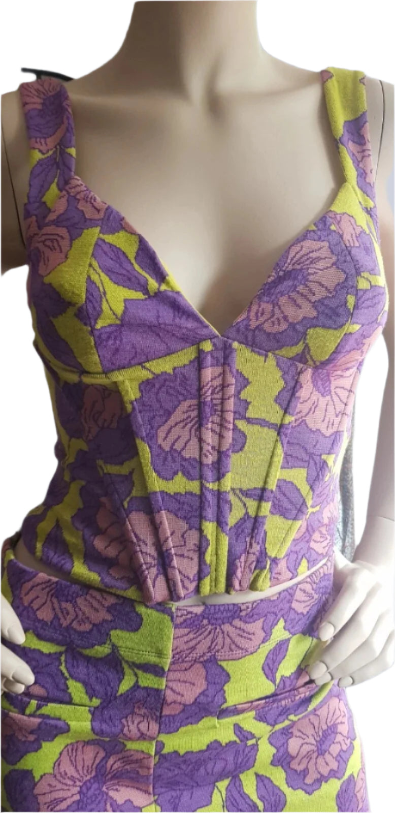 Zara Floral Set Skirt & Corset Top Size S New